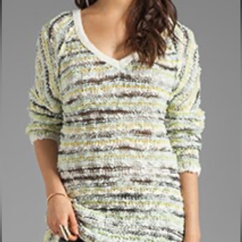 Free People Marled Neon Stripe Songbird Sweater‎ Women’s Size XS